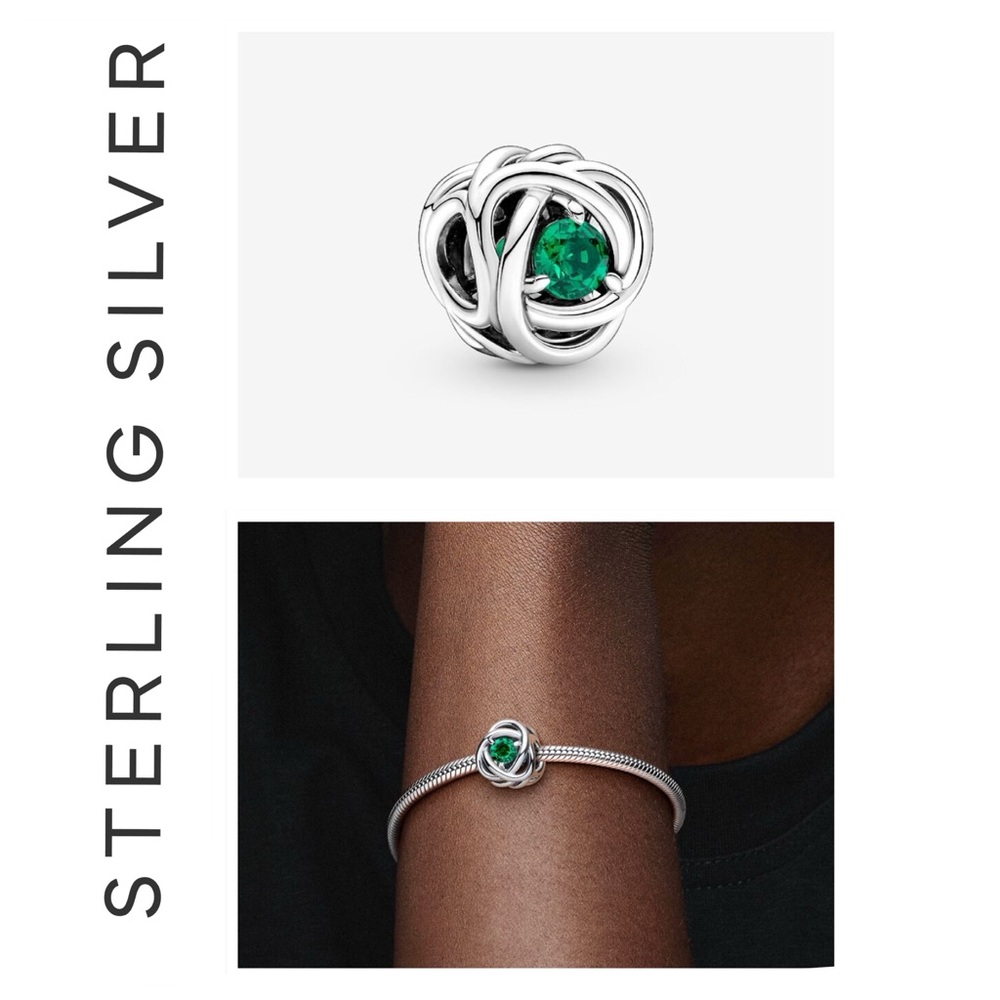 S925 Sterling Silver May Green Eternity Circle Charm